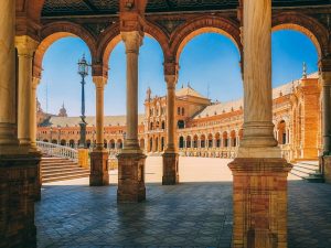 Beautiful view of the plaza de espana in seville, in spain